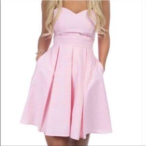 Pink gingham check Lauren James dress